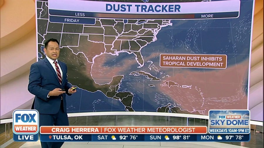 Plume of Saharan dust tracking across Atlantic to reach US this weekend