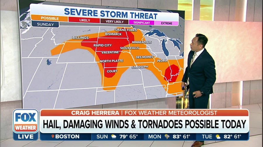 Hail, damaging wind, tornadoes possible in the Plains on Sunday