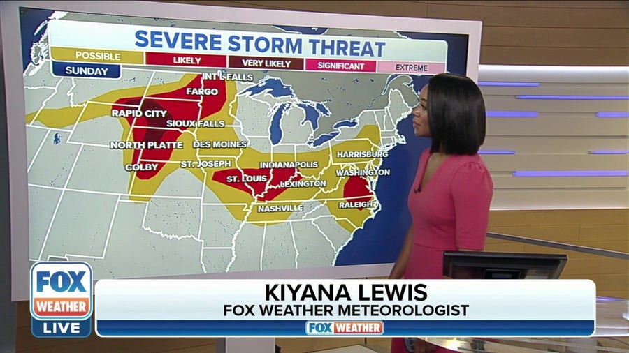 Threat of severe weather grows from the Plains to the mid-Atlantic