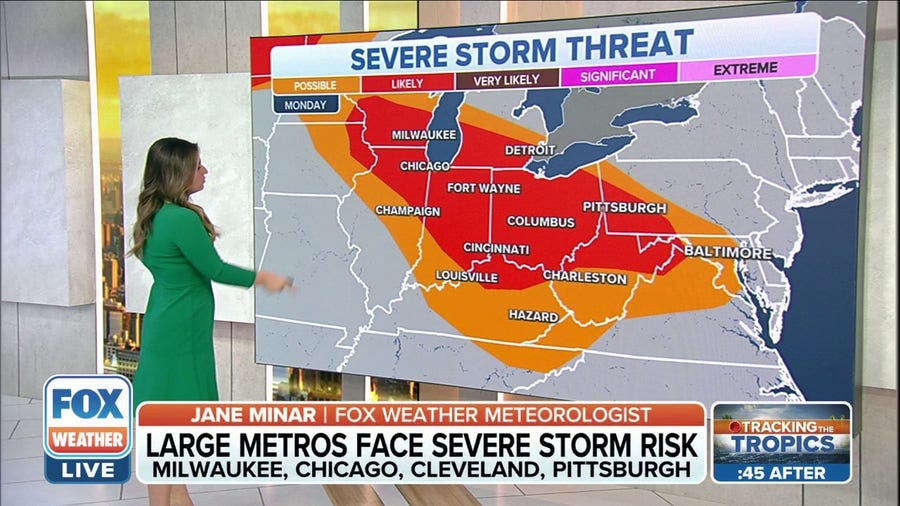 Severe storms, including tornadoes, threaten Midwest, Northern Plains on Monday