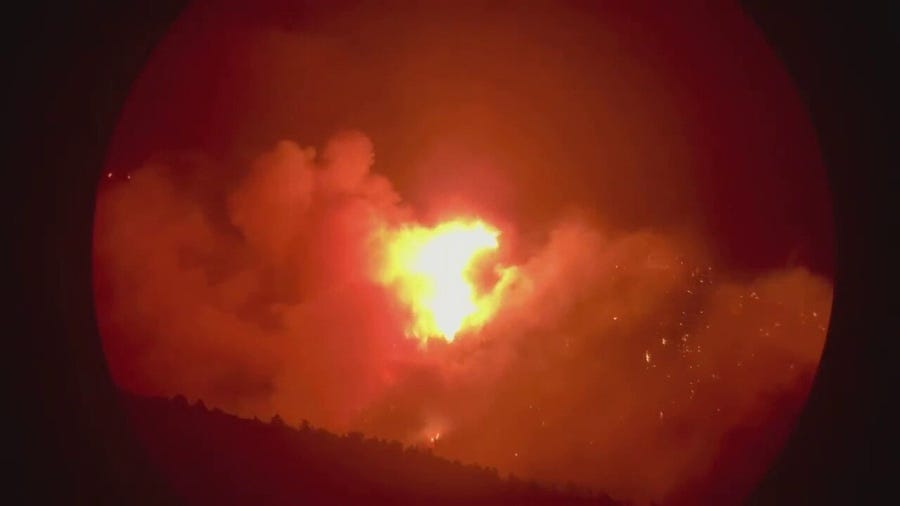 Pipeline fire lights the night sky