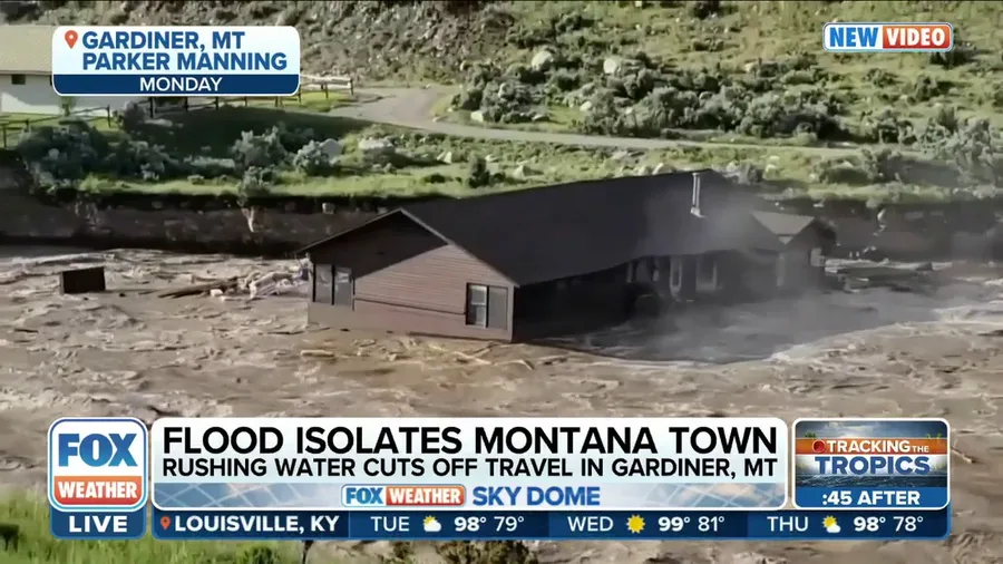 Historic flooding at Yellowstone National Park isolates Montana town