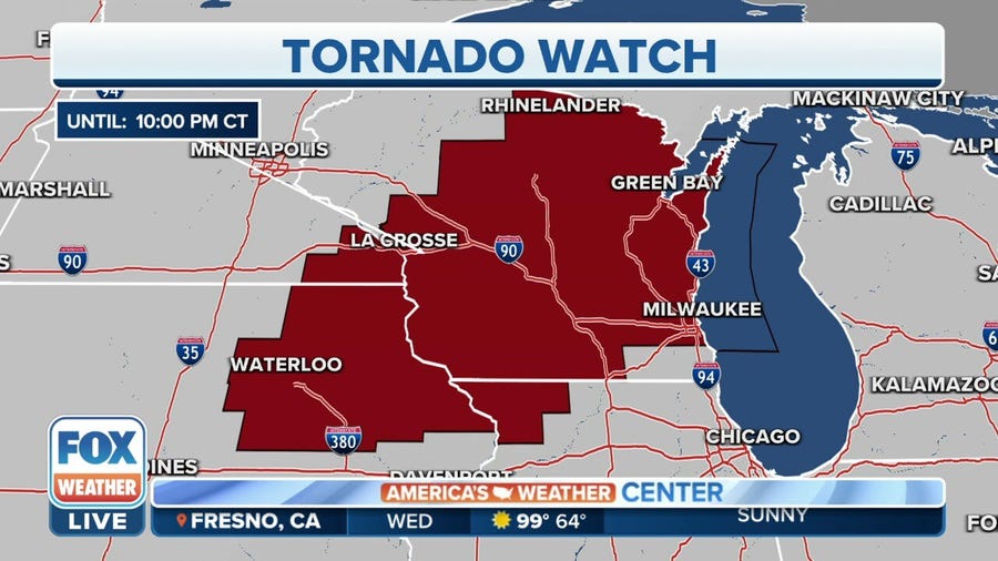 Tornado Watch issued across multiple states in upper Midwest