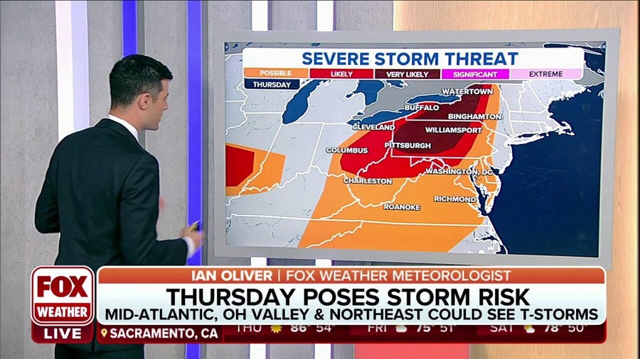 Severe storms likely from central US to Northeast Thursday