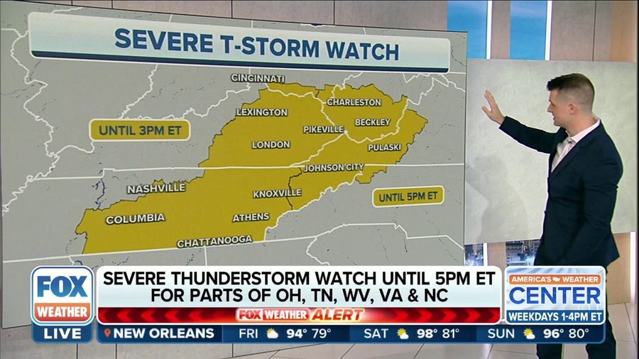 Severe Thunderstorm Watch issued across multiple states in mid-Atlantic