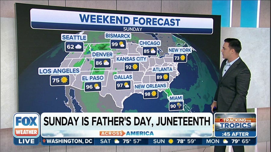 Wet weather for Pacific Northwest while central, eastern US hit with intense heat this weekend