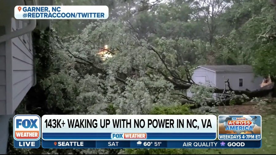 143,000 waking up with no power after severe storms sweep into Virginia, North Carolina