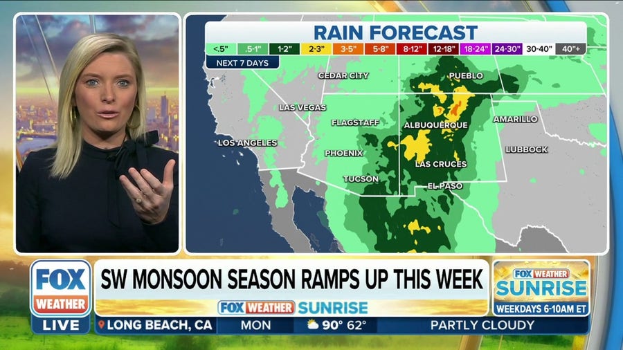 Monsoon thunderstorms to pose flood threat in Southwest through midweek