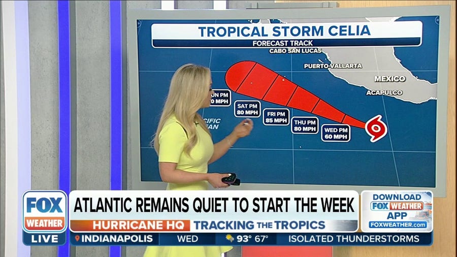 Tropical Storm Celia with winds at 45 miles per hour