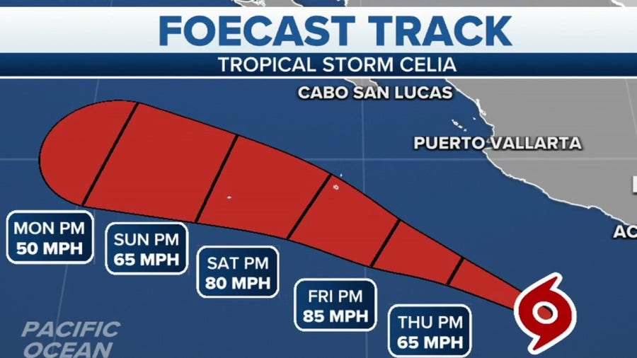 Tropical Storm Celia with 50 mph winds, likely to strengthen into hurricane