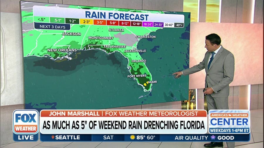 As much as 5 inches of weekend rain drenching Florida