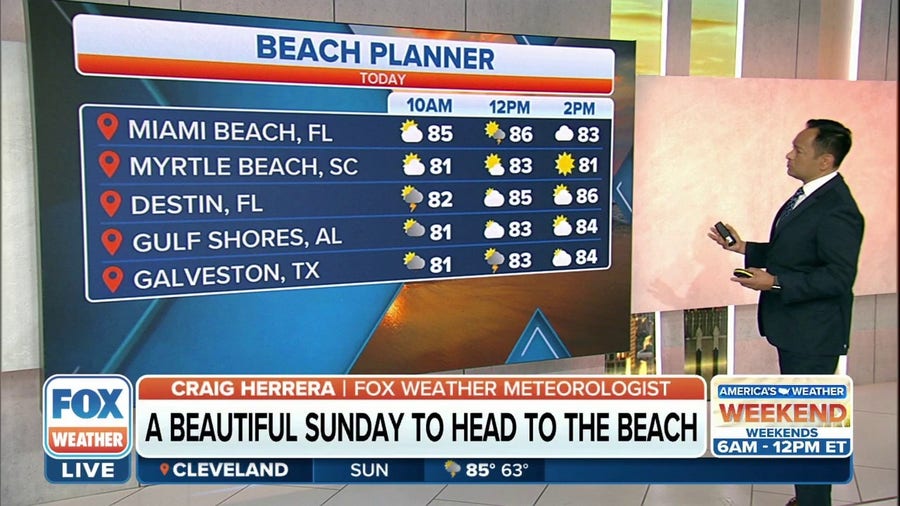 Here's the beach forecast for popular beaches from the East Coast to Gulf Coast