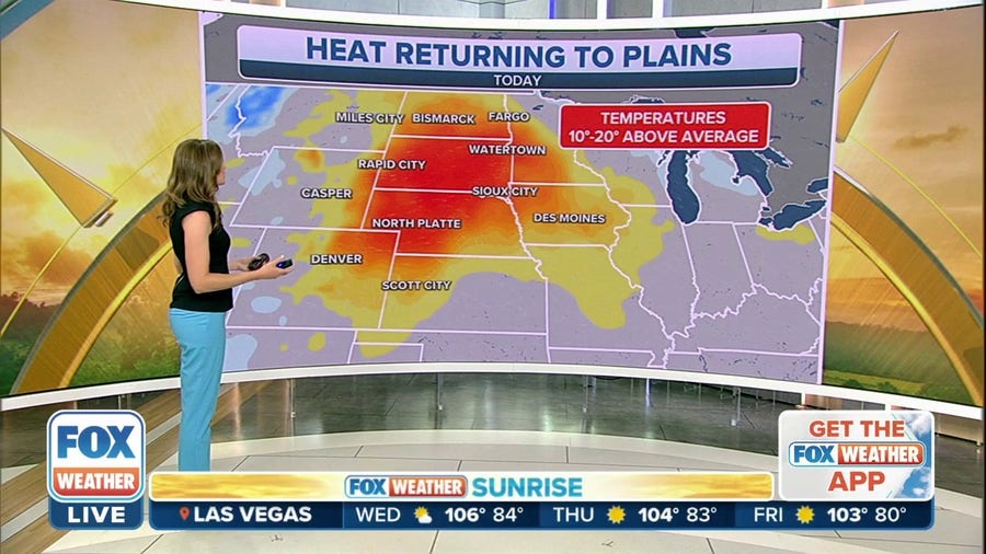 Temperatures expected to be 10-20 degrees above average as heat returns to Plains