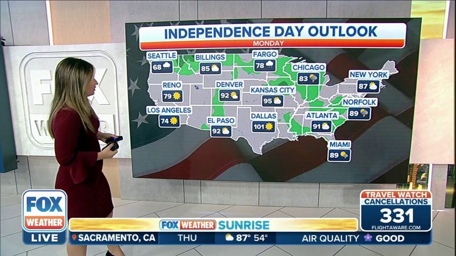 Independence Day could be stormy and hot for some across the U.S.