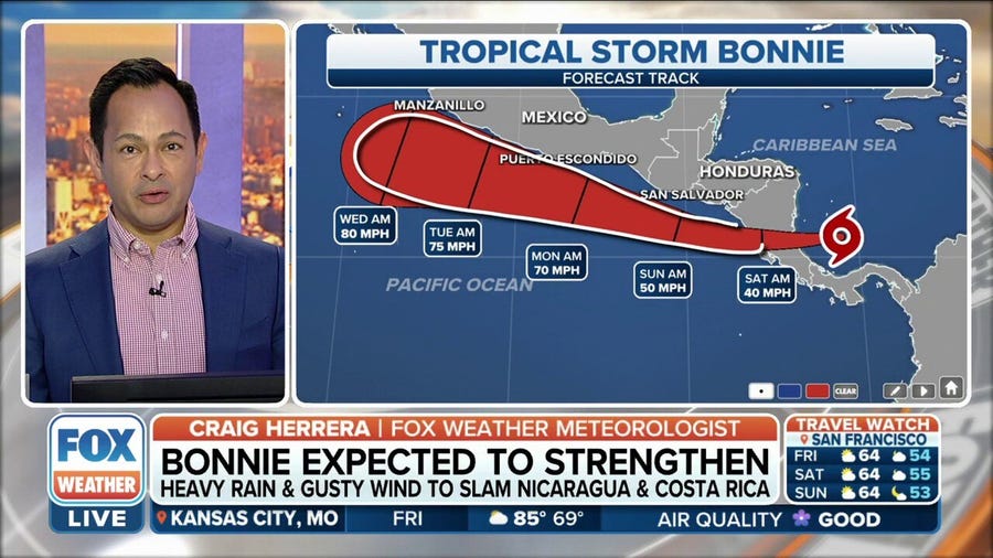 Tropical Storm Bonnie to slam Nicaragua and Costa Rica with heavy rain, gusty winds