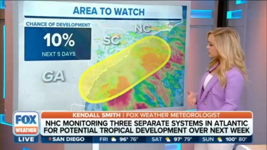 NHC monitoring coastal low off the coast of Georgia and South Carolina