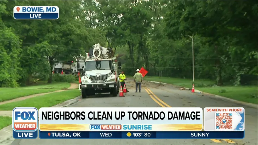 Tornado tears down trees and power lines in Bowie, MD