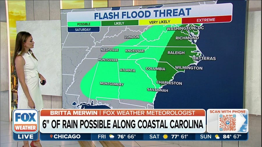 Mid-Atlantic, Southeast face threat of flash flooding through weekend