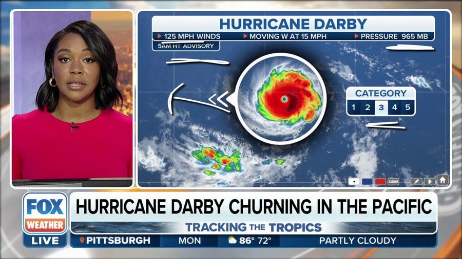 Hurricane Darby churning through the Pacific with 125 mph winds