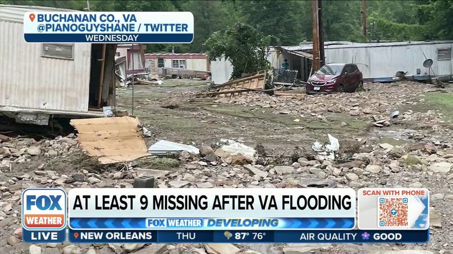 Nine people still unaccounted for following Buchanan County, VA flooding