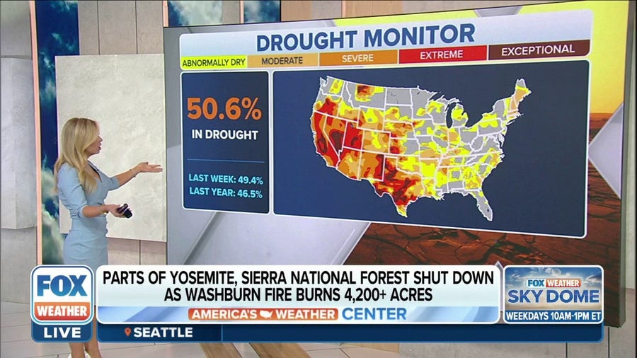 Drought conditions for more than 50 percent of lower 48