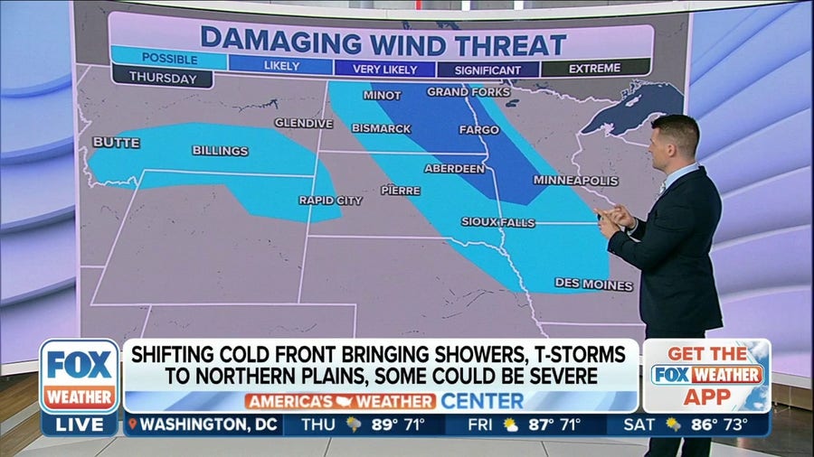 Damaging wind threat for Northern Plains and upper Midwest