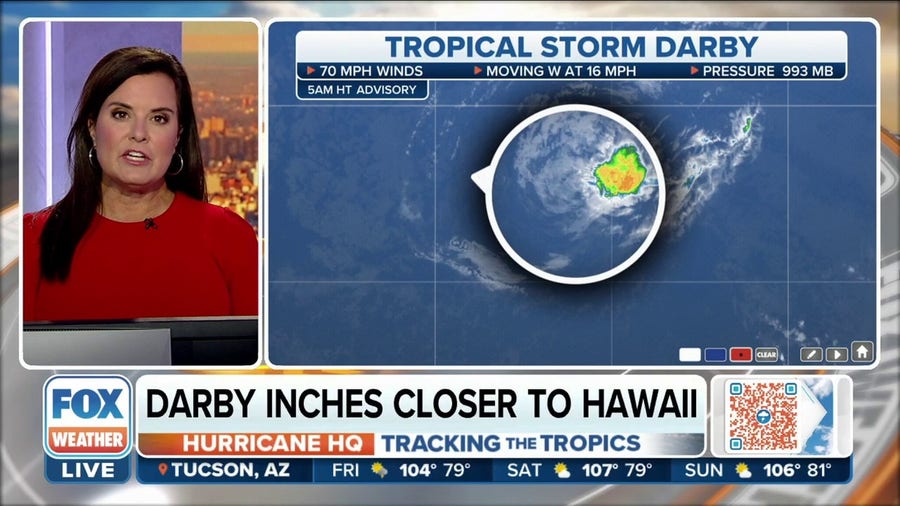 Darby weakens to a tropical storm, to bring rain to Hawaii