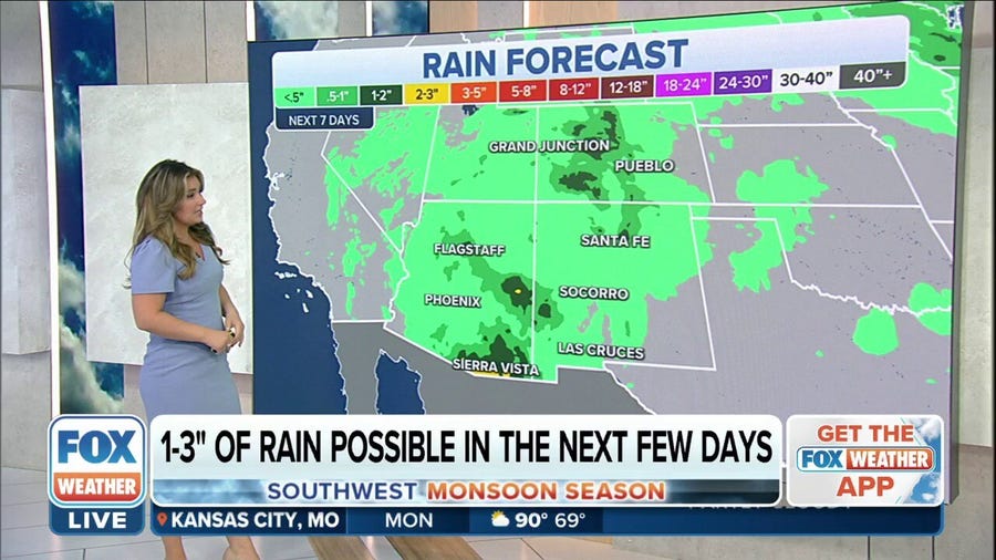 Monsoonal moisture creating flash flooding concerns in Southwest