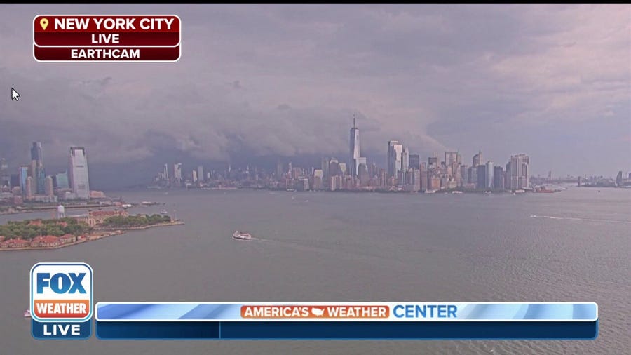 Watch: Ominous shelf cloud over New York City as severe storms approach