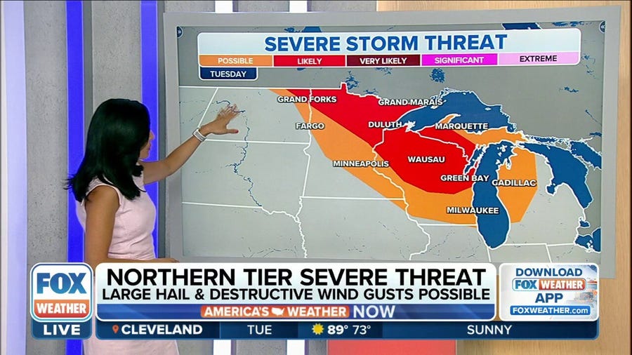 Severe storms likely in upper Midwest on Tuesday