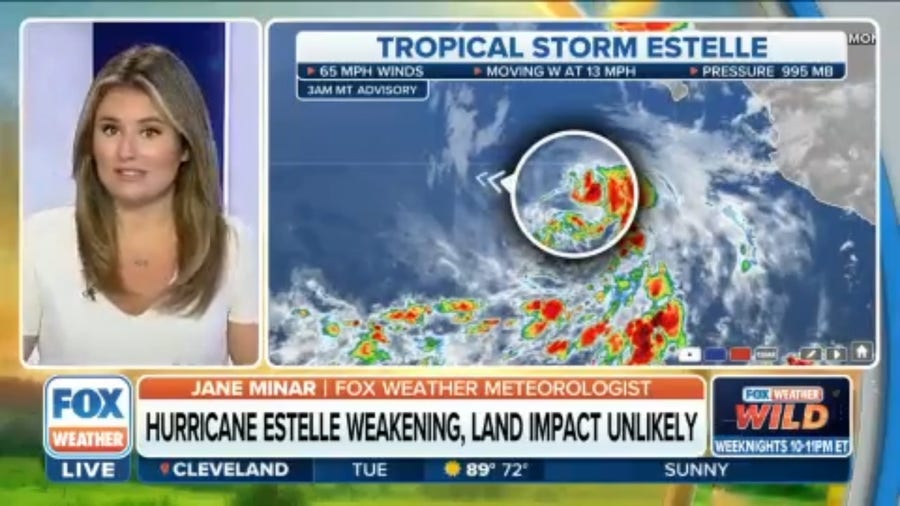 Estelle weakens to a tropical storm in the Eastern Pacific