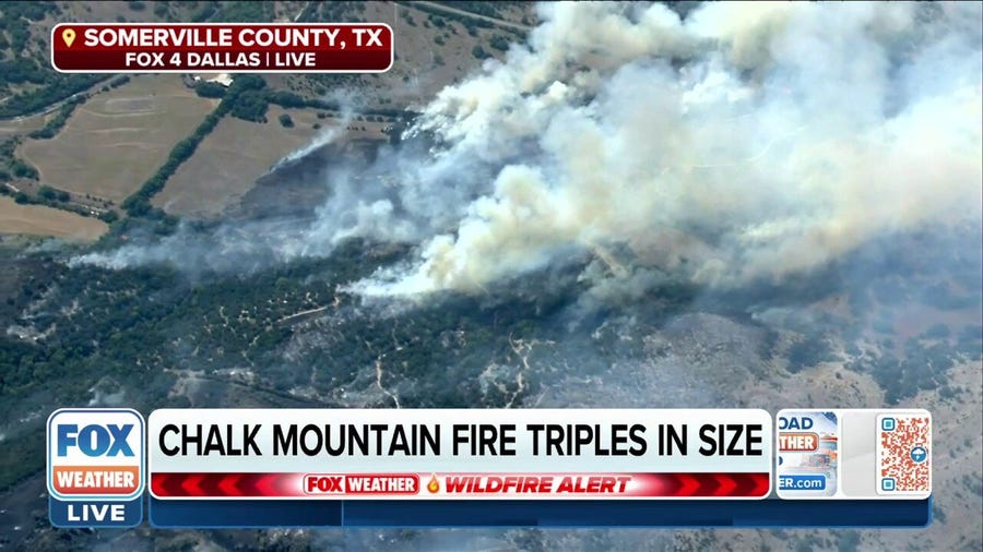 Fire crews battle Chalk Mountain Fire that has tripled in size