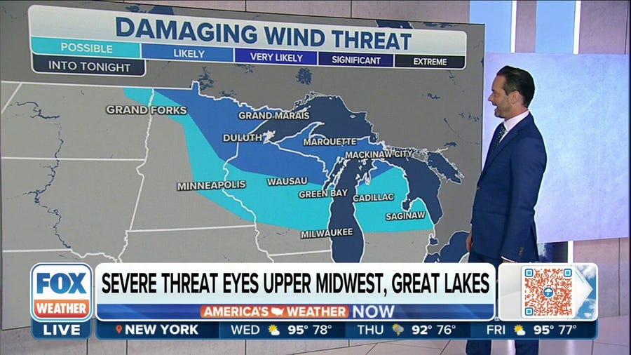 Damaging wind, large hail potential for upper Midwest, Great Lakes