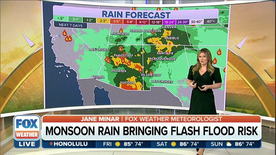 Monsoon rain bringing heavy rain to Pacific Southwest