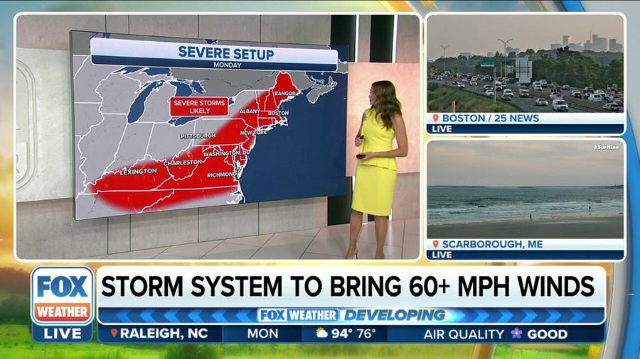 Severe thunderstorms expected to bring damaging wind, possible tornadoes to the Northeast, New England