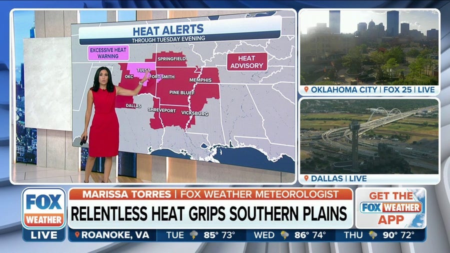 Heat alerts across the South on Tuesday