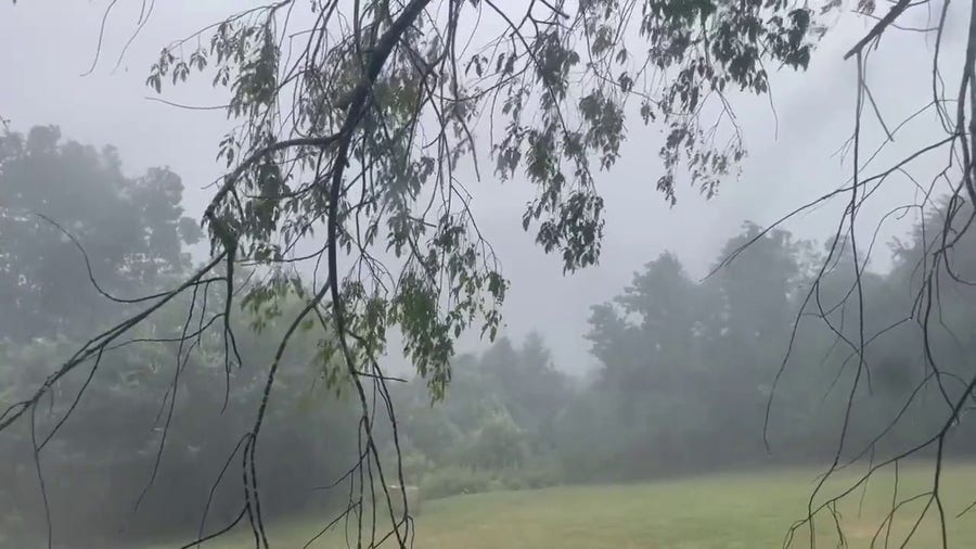 Heavy rain falls in Lexington, Virginia during storms