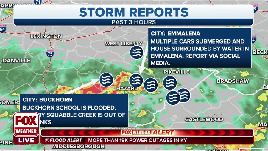 School flooded, cars submerged in water in Kentucky from significant flooding