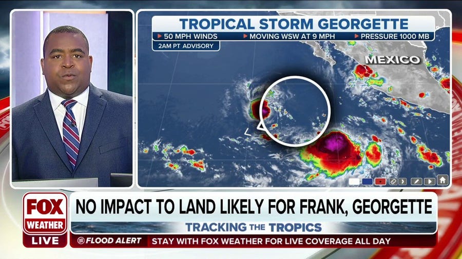 Tropical Storms Georgette and Frank churn in Pacific, pose no threat to land