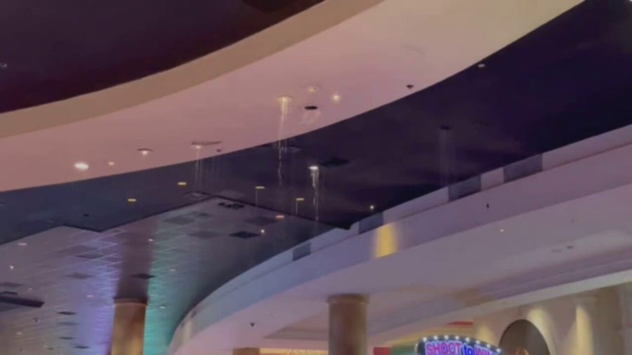 Watch: Water pours through Las Vegas casino ceiling due to heavy rain