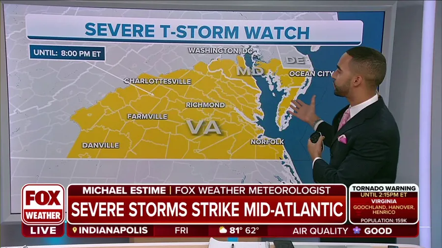 Severe Thunderstorm Watch issued for Virginia, Maryland