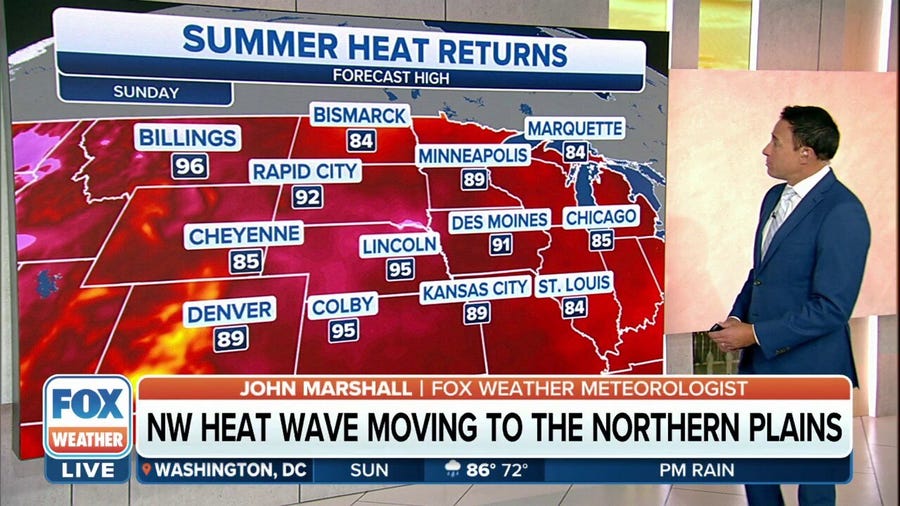 Northwest heat wave moving into northern Plains