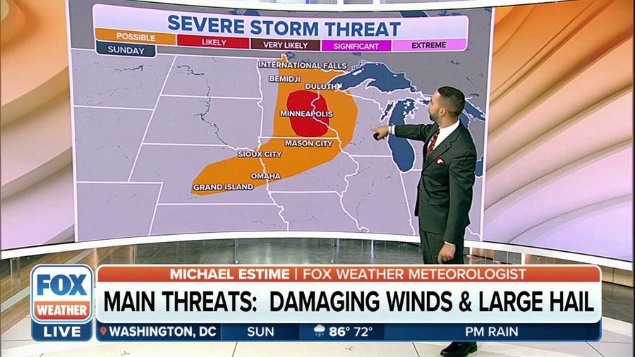Severe thunderstorms possible in the Midwest