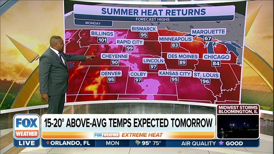 Extreme heat shifts east into the Northern Plains