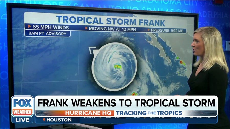 Frank weakens to tropical storm with winds at 65 mph
