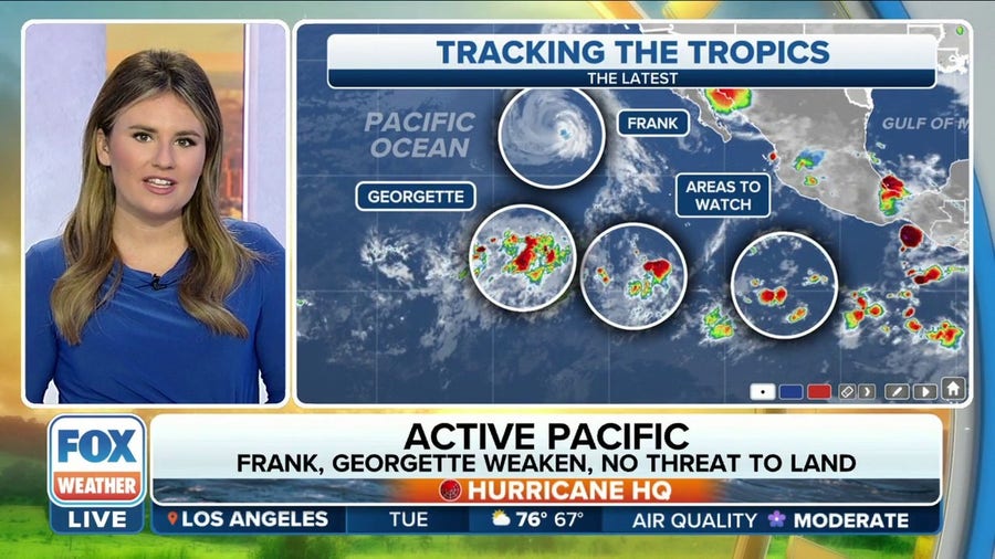Tropical Storm Frank to dissipate as Georgette meanders in Eastern Pacific
