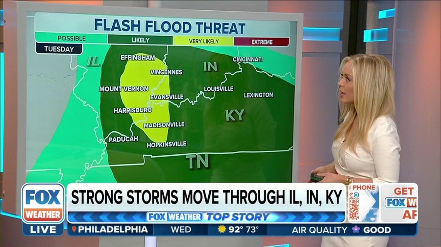Flash flood threat continues for Midwest, Ohio Valley