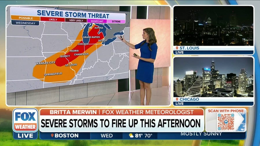 Severe storms in Midwest threaten Chicago, Great Lakes on Wednesday