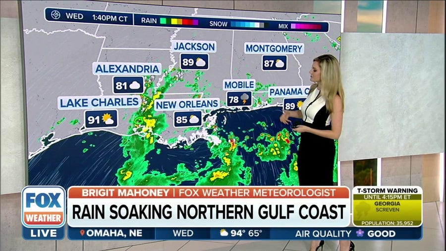 Scattered storms across Gulf Coast, flood threat through Thursday