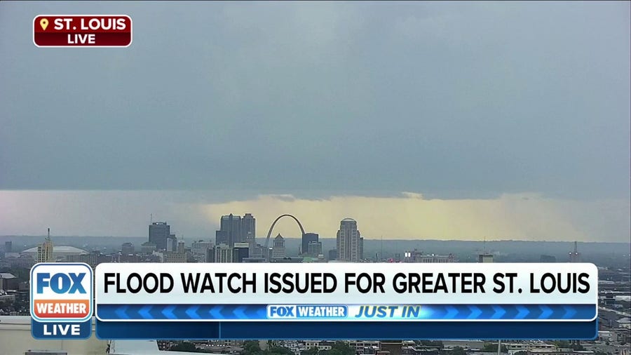 Lightning flashes over St. Louis, Missouri during Flood Watch